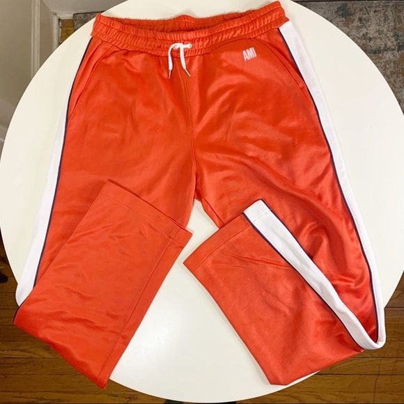 AMI Paris Taped Logo Track Pant Orange Men’s Size Small Straight leg - Picture 4 of 11